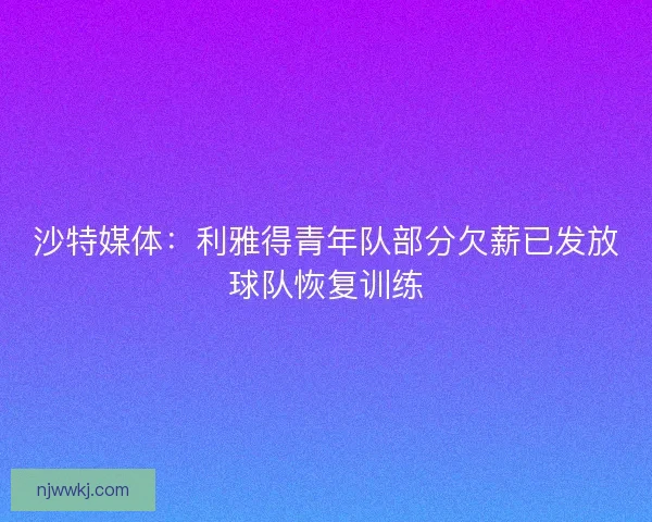 沙特媒体：利雅得青年队部分欠薪已发放球队恢复训练