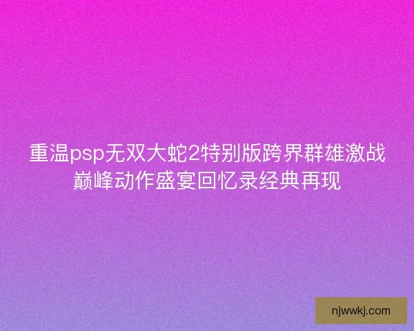 重温psp无双大蛇2特别版跨界群雄激战巅峰动作盛宴回忆录经典再现